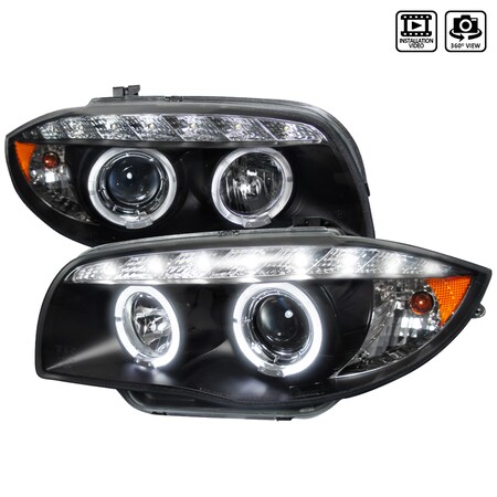 Spec-D Tuning 08-11 Bmw E87 Halo Projector Headlight Chrome Housing 2LHP-E8708JM-TM